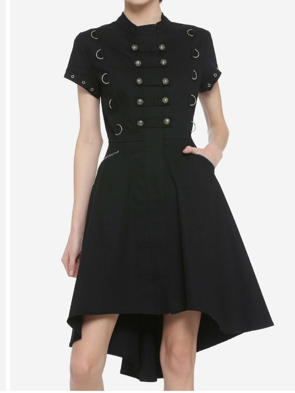 Black High-Low Military-Inspired Emo  Dress Sz 6